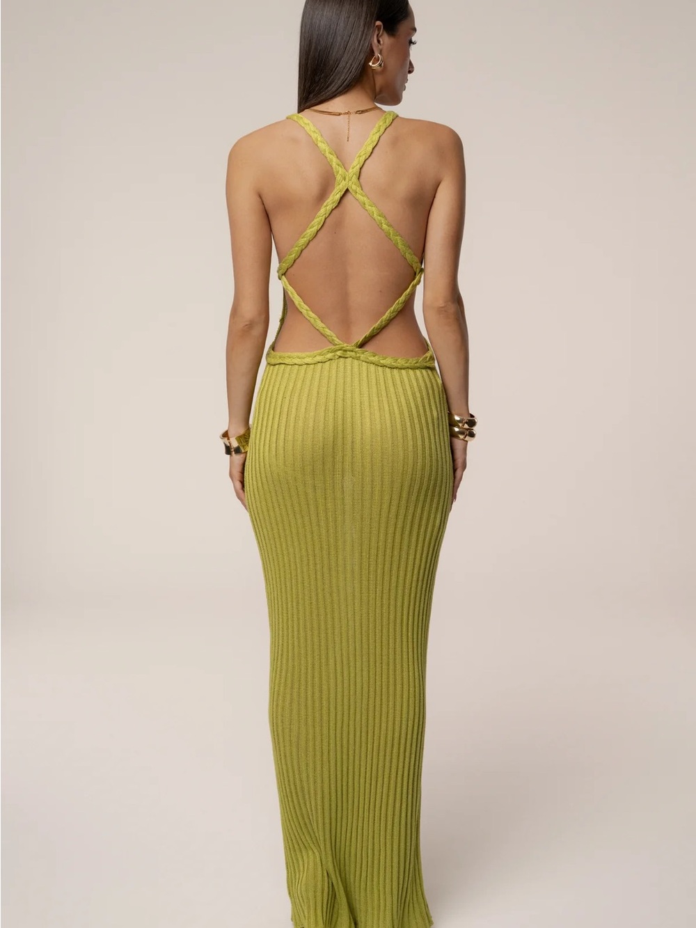 NWOT LIME DRIFT AND DREAM BRAIDED MAXI DRESS - Picture 3 of 6